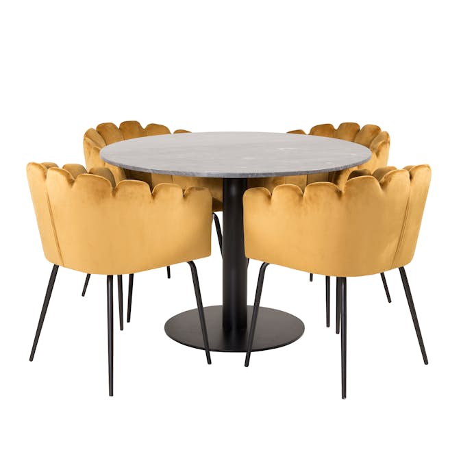 Matgrupp Venture Home Estelle med 4 Limhamn Runt Stolar