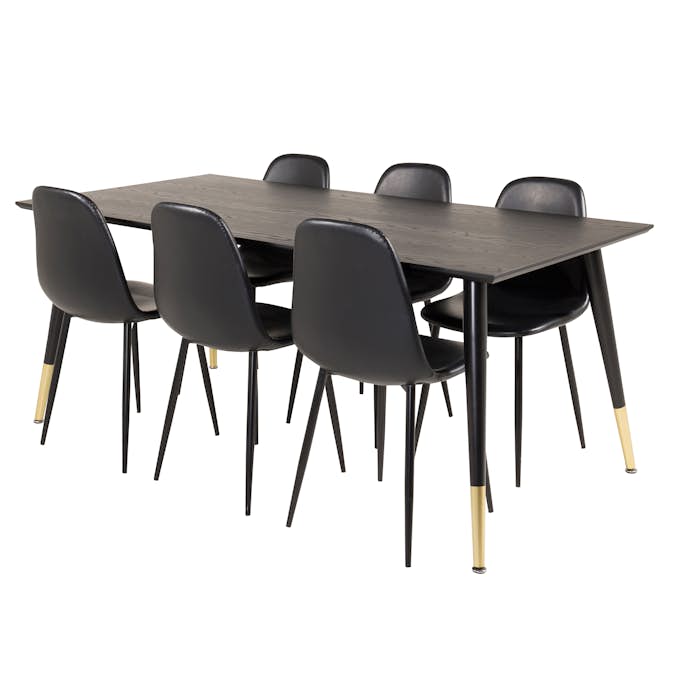 Matgrupp Sky Furniture Disa med 6 Pobbie Stolar Konstläder