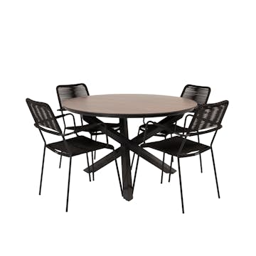 Matgrupp Venture Home Lea Ø120 med 4 Leon Karmstolar