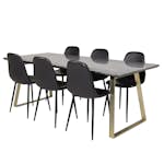 Matgrupp Venture Home Estelle 200 med 6 Pobbie Stolar Konstläder