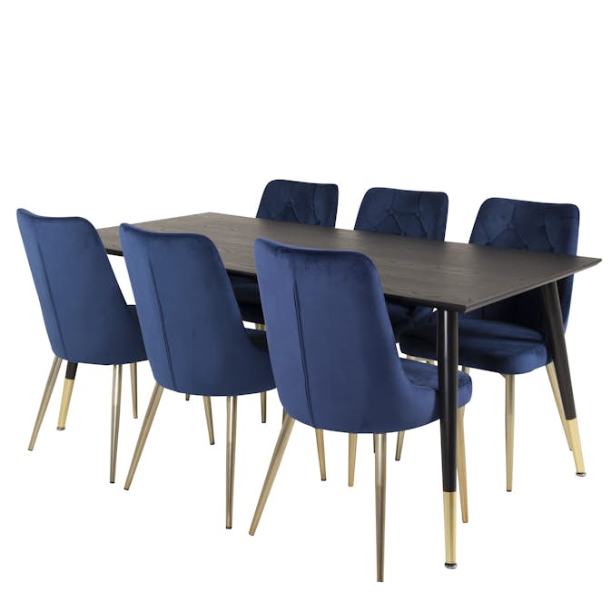 Matgrupp Venture Home Dipp med 6 Velvet Deluxe Sammet Stolar