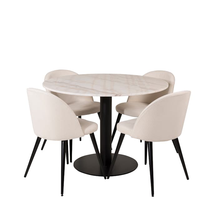 Matgrupp Venture Home Estelle Rund Rund med 4 Valentina Stolar