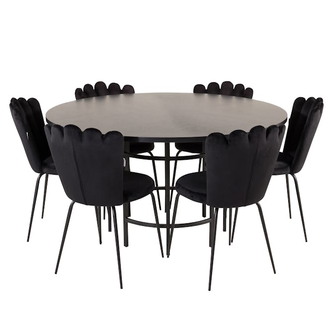Matgrupp furniture/fashion Copenhagen med 6 Svarta Limhamn Light Stolar