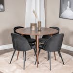 Matgrupp Venture Home Plake med 4 Valentina Stolar Sammet Runt