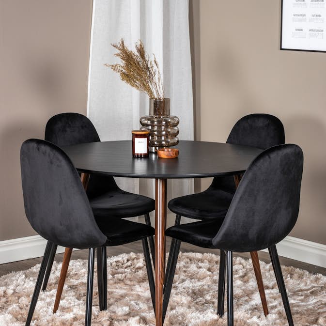 Matgrupp Venture Home Plake med 4 Pobbie Stolar Sammet Runt