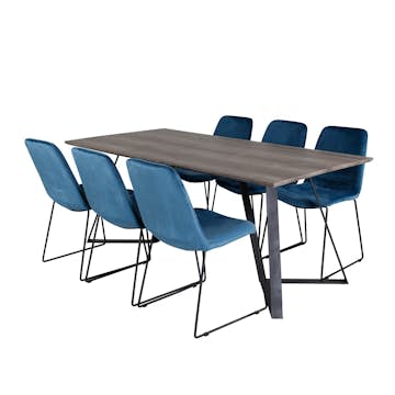 Matgrupp Venture Home Madde med 6 Muscot Stolar Sammet