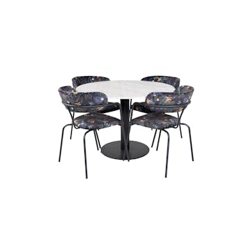 Matgrupp Venture Home Estelle med 4 Aris Stolar PolyEstelletyg