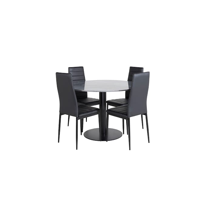 Matgrupp Venture Home Estelle med 4 Sly Stolar Konstläder