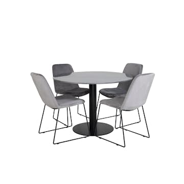 Matgrupp Venture Home Estelle med 4 Muscot Stolar Sammet