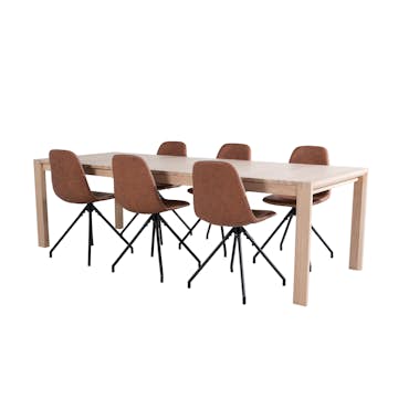 Matgrupp Venture Home Shy med 6 Pobbie Stolar Konstläder