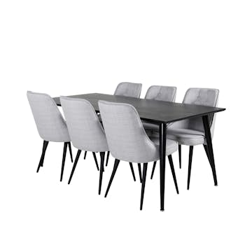 Matgrupp Venture Home Dipp med 6 Velvet Deluxe stolar