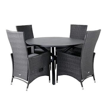 Matgrupp Venture Home Ande med 4 Pava Matstolar Svart/Grå
