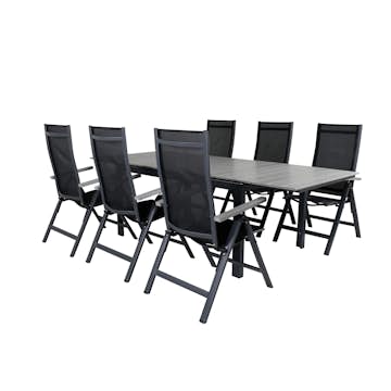 Matgrupp Venture Home Lova 160 Svart med 6 Aleyna Positionsstolar
