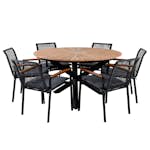 Matgrupp Utomhus Venture Home Meya med 6 Douglas Trädgårdsstolar