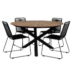 Matgrupp Utomhus Venture Home Mendi Rund med 4 Levi Stol Svart