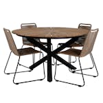 Matgrupp Utomhus Venture Home Mendi Rund med 4 Levi Stol Latte