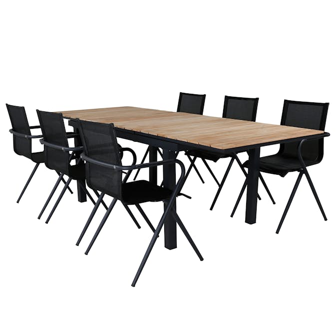 Matgrupp Venture Home Mendi med 6 Act Stolar Svart