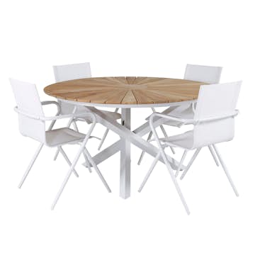 Matgrupp Venture Home Mendi Rund med 4 Act Stolar