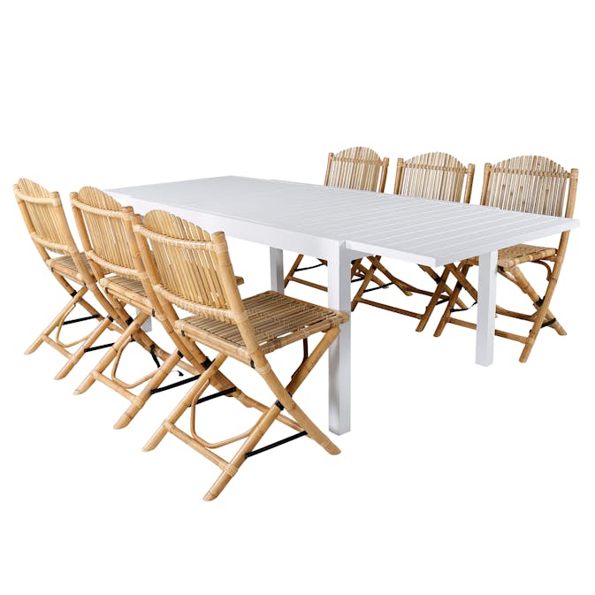 Matgrupp Utomhus Venture Home Marbella med 6 Cane Trädgårdsstolar