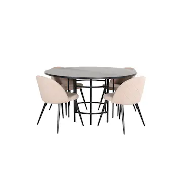 Matgrupp furniture/fashion Copenhagen Ø140 cm med 4 Velvet Stolar