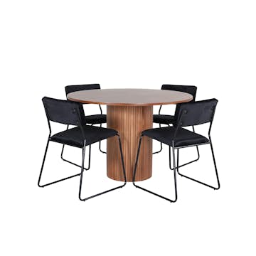 Matgrupp Venture Home med Bianca Matbord och 4 Kungshamn Matstolar i Sammet