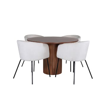 Matgrupp Venture Home med Bianca Matbord och 4 Bergen Matstolar