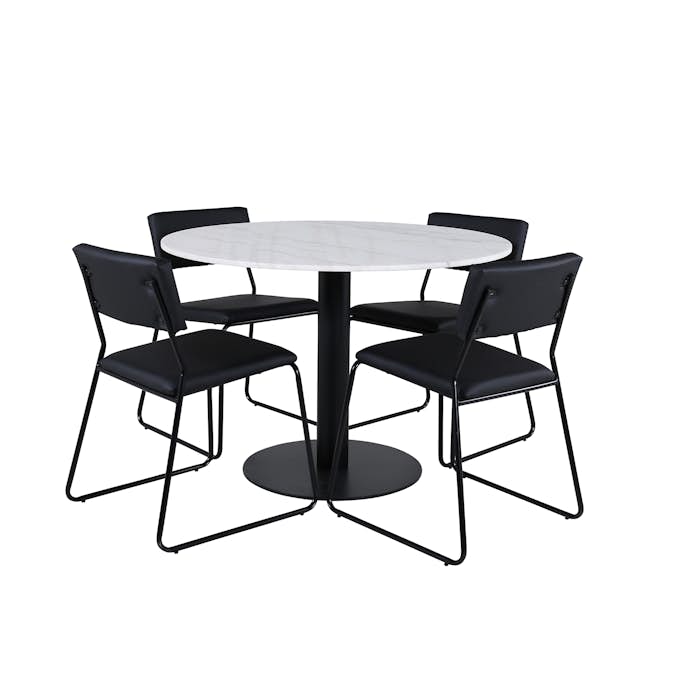 Matgrupp Venture Home med Ester Matbord och 4 Kungshamn Matstolar i Konstläder