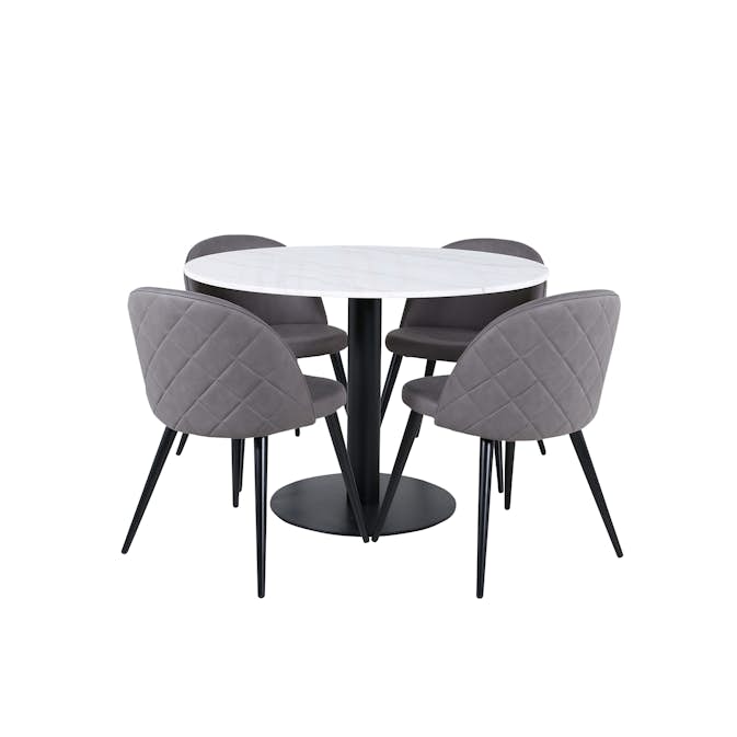 Matgrupp Venture Home med Ester Matbord och 4 Valentina Stitcthes Matstolar