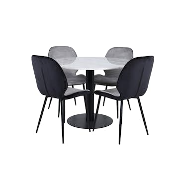 Matgrupp Venture Home Estelle Ø106 cm med 4 Emma Stolar