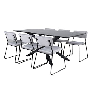 Matgrupp Venture Home med Piata Matbord och 6 Kungshamn Matstolar i Sammet