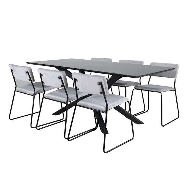 Matgrupp Venture Home med Piata Matbord och 6 Kungshamn Matstolar i Sammet