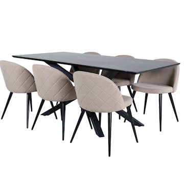 Matgrupp Venture Home med Piata Matbord och 6 Valentina Stitcthes Matstolar