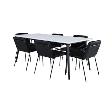 Matgrupp Venture Home Jolie med 6 Tjärö Stolar