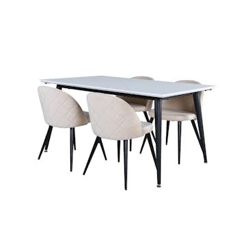 Matgrupp Venture Home Jolie med 4 Valentina Stitcthes Stolar Sammet