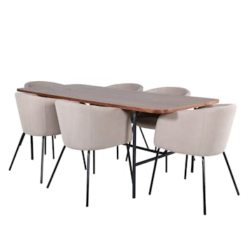 Matgrupp Venture Home Chicago matbord och Bergen matstol Brun