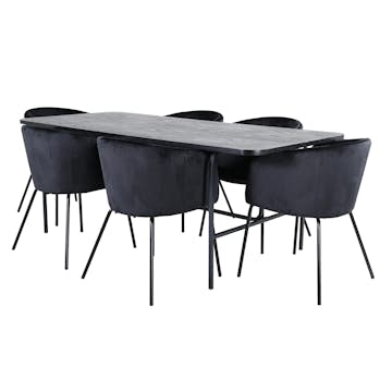 Matgrupp Venture Home Chicago matbord och Bergen matstol Svart