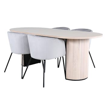 Matgrupp Venture Home Bianca matbord och Bergen matstol