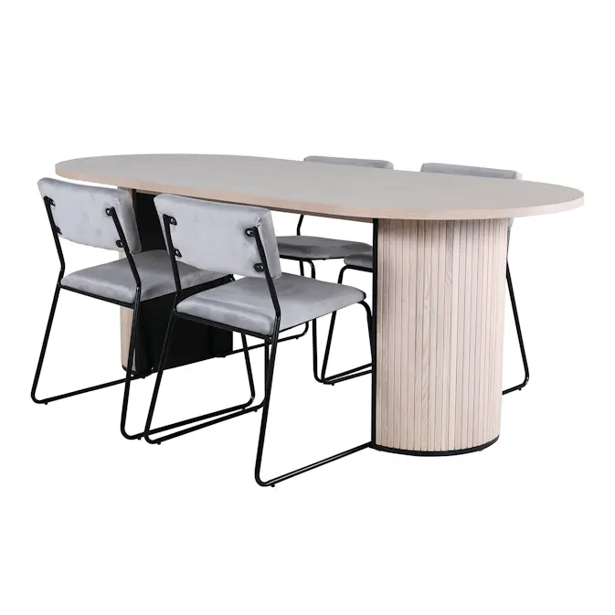 Matgrupp Venture Home med Ovalt Bianca Matbord och 4 Kungshamn Matstolar
