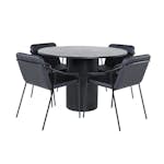 Matgrupp Venture Home med Runt Bianca Matbord och 4 Tjärö Matstolar