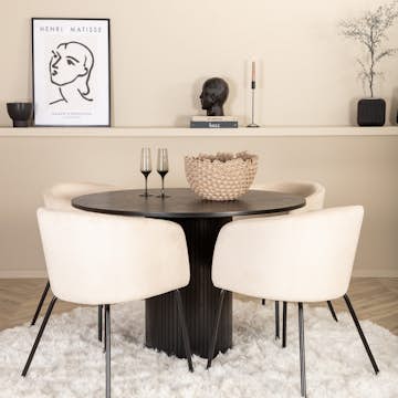 Matgrupp Venture Home med Bianca Matbord och 4 Bergen Matstolar