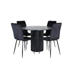 Matgrupp Venture Home med Bianca Matbord och 4 Walerina Matstolar i Sammet