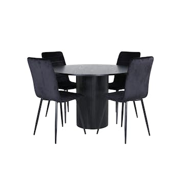Matgrupp Venture Home med Bianca Matbord och 4 Walerina Matstolar i Sammet