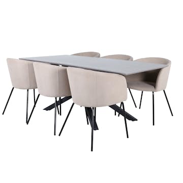 Matgrupp Venture Home med Piata Matbord och 6 Bergen Matstolar