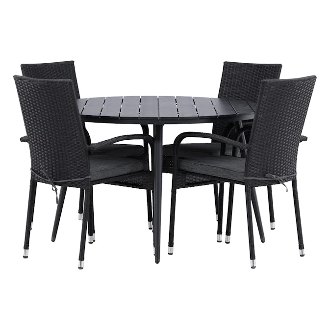 Matgrupp Utomhus Venture Home Break Ø120 med 4 Anna KarmTrädgårdsstolar