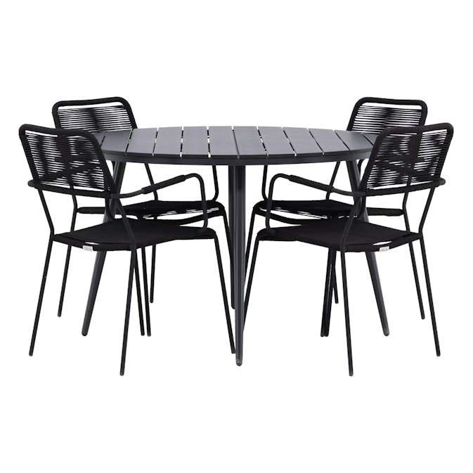 Matgrupp Utomhus Venture Home Break Ø120 med 4 Lindos KarmTrädgårdsstolar