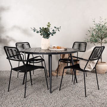 Matgrupp Utomhus Venture Home Break Ø120 med 4 Lindos KarmTrädgårdsstolar