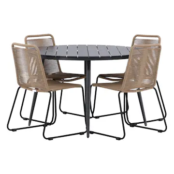 Matgrupp Utomhus Venture Home Break Ø120 med 6 Lindos StapelTrädgårdsstolar