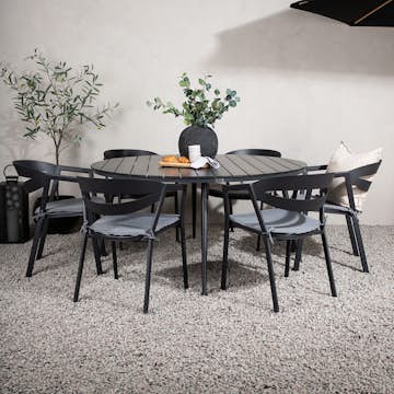 Matgrupp Venture Home Break Ø150 med 6 Slit Stapelstolar