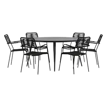 Matgrupp Venture Home Break Ø150 med 6 Lindos Karmstolar