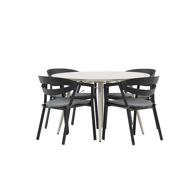 Matgrupp Venture Home Lina Ø120 cm med 4 Slit Stolar